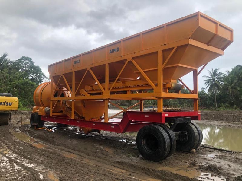 portable concrete batch plant works in Indonesia